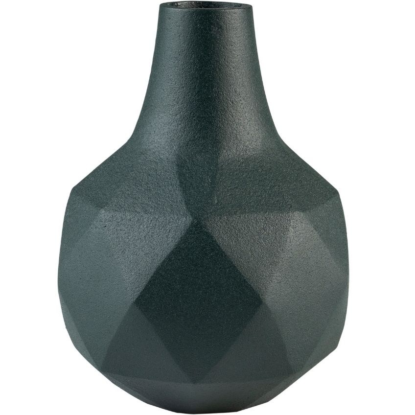 Tmavě zelená kovová váza