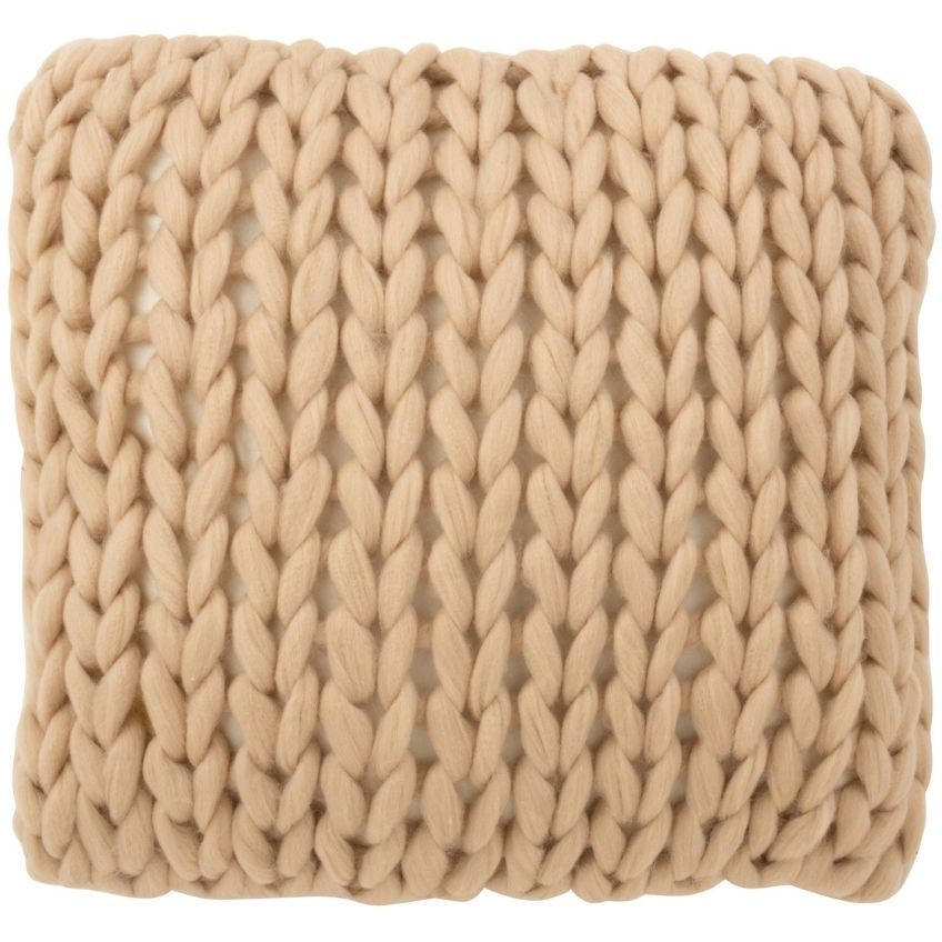 Béžový pletený polštář J-line Caruso 40 x 40