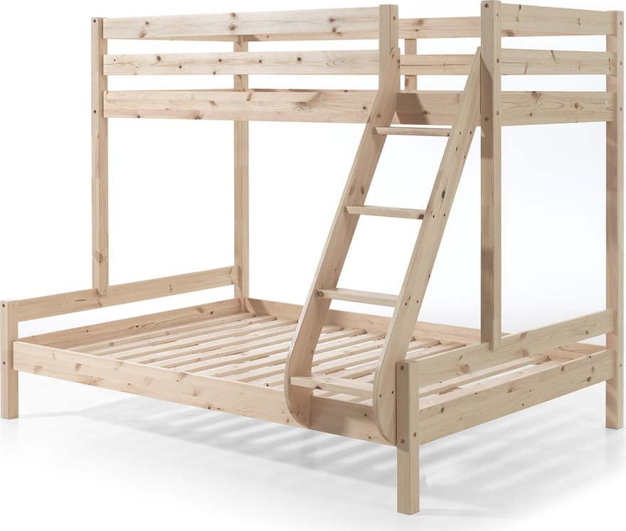 Patrová dětská postel z borovicového dřeva 140x200/90x200 cm