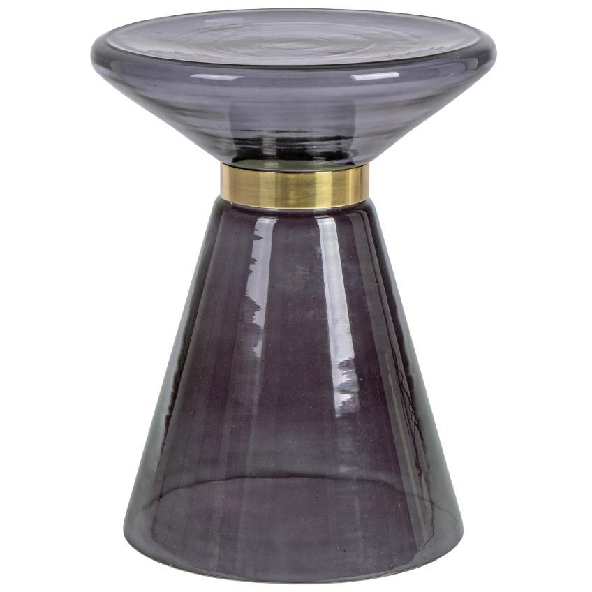 Bizzotto Šedo fialový skleněný odkládací stolek Azmin