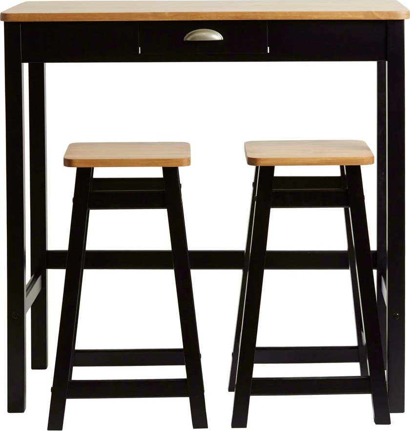 Černý barový stolek se 2 stoličkami z