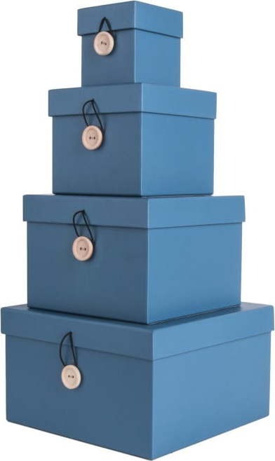 Sada 4 modrých úložných boxů s víkem PT LIVING