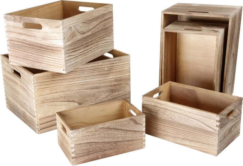 Sada 6 dřevěných úložných boxů Legler