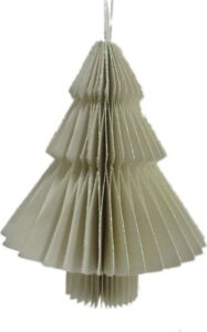 Světle šedá papírová vánoční ozdoba ve tvaru stromu