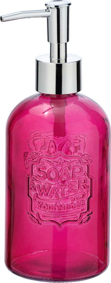 Růžový skleněný dávkovač na mýdlo Wenko Vetro