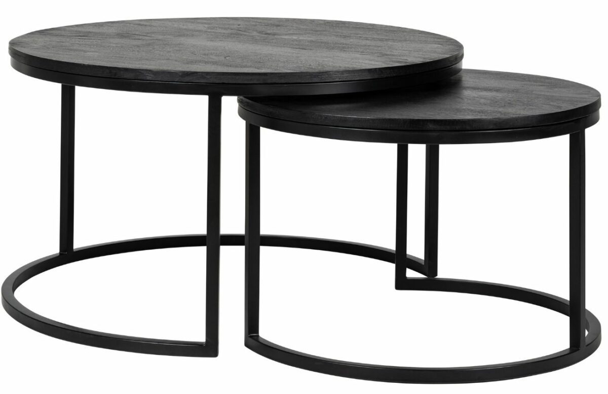 Set dvou černých mangových konferenčních stolků