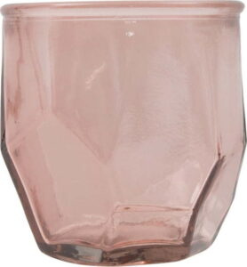 Růžový svícen z recyklovaného skla