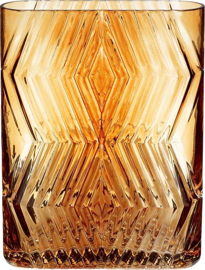 Oranžová skleněná váza Hübsch Deco