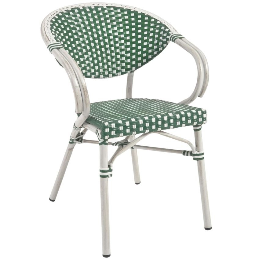 Zeleno bílá zahradní židle z umělého ratanu Kave Home Marilyn s