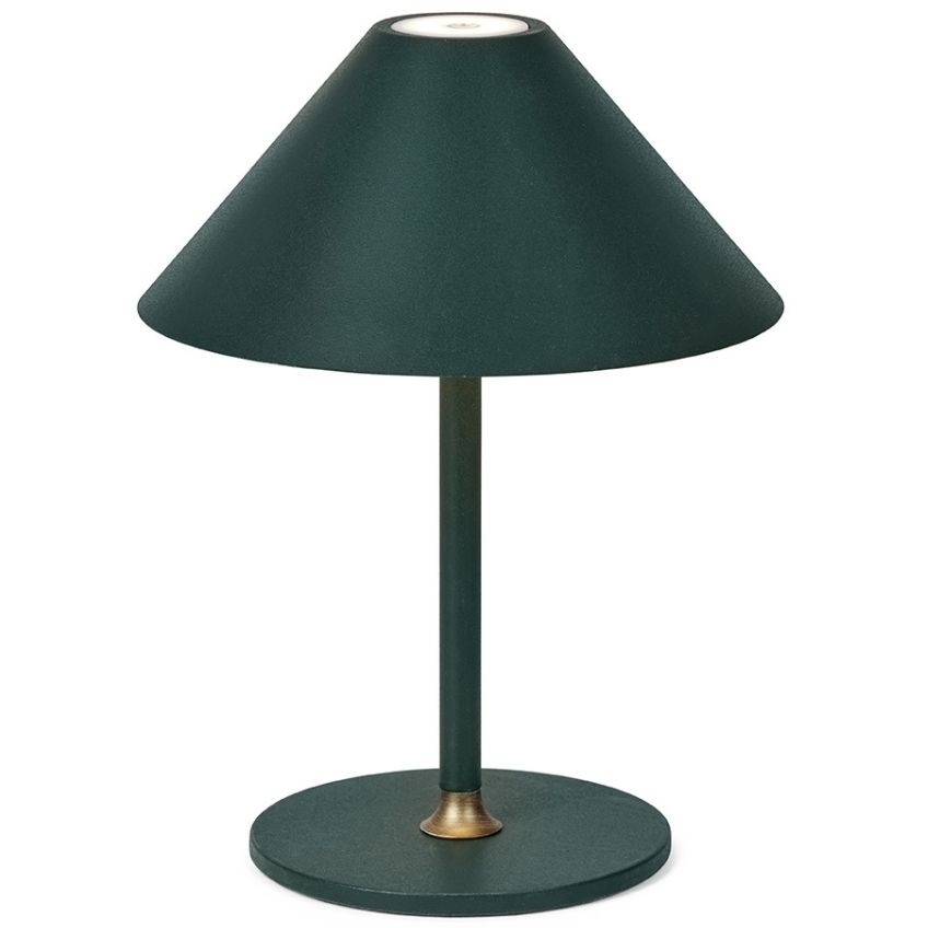 Tmavě zelená kovová nabíjecí stolní LED lampa Halo
