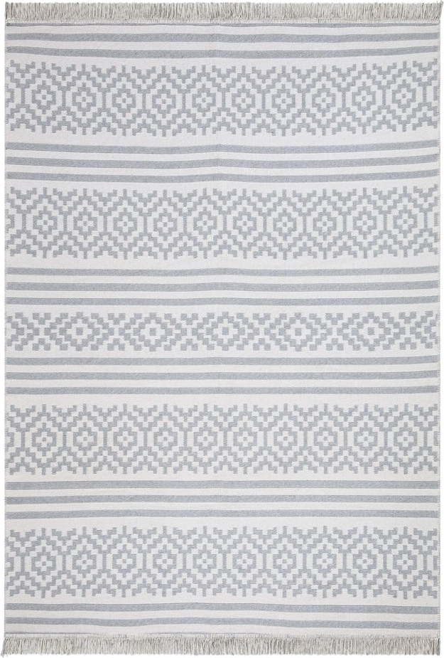 Šedo-bílý bavlněný koberec Oyo