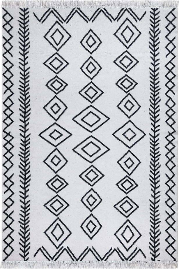 Bílo-černý bavlněný koberec Oyo home