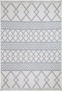 Bílo-šedý bavlněný koberec Oyo
