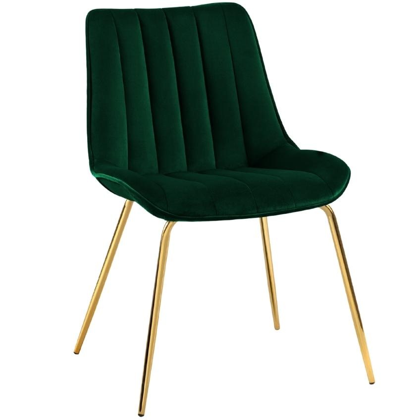 Zelená sametová jídelní židle MICADONI