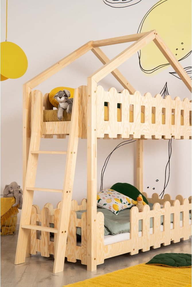 Domečková patrová dětská postel 90x190 cm