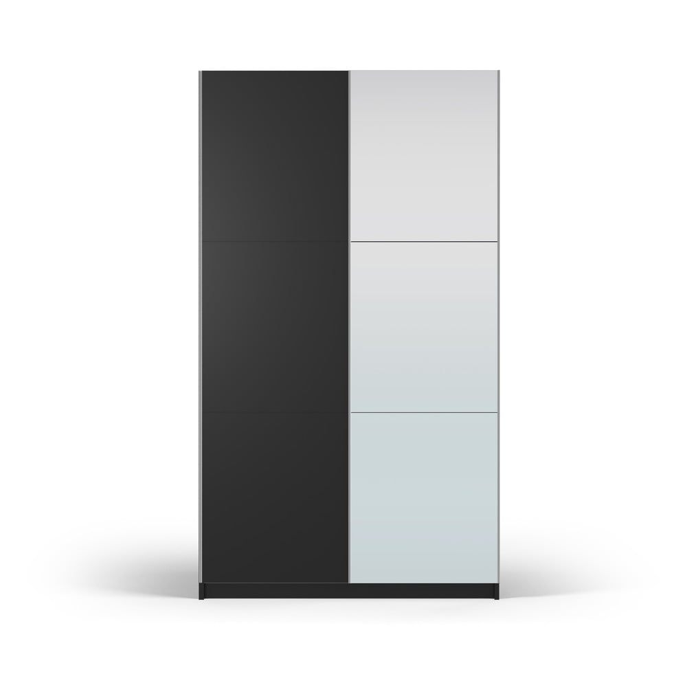 Černá šatní skříň se zrcadlem a s posuvnými dveřmi 122x215 cm Lisburn - Cosmopolitan