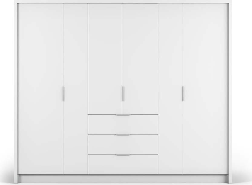 Bílá šatní skříň 255x217 cm Wells