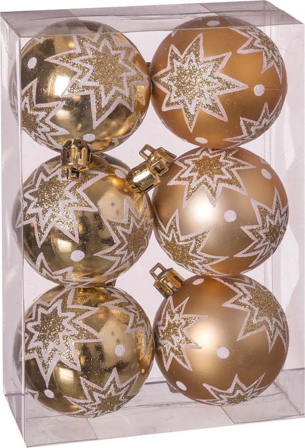 Sada 6 vánočních ozdob ve zlaté barvě Unimasa