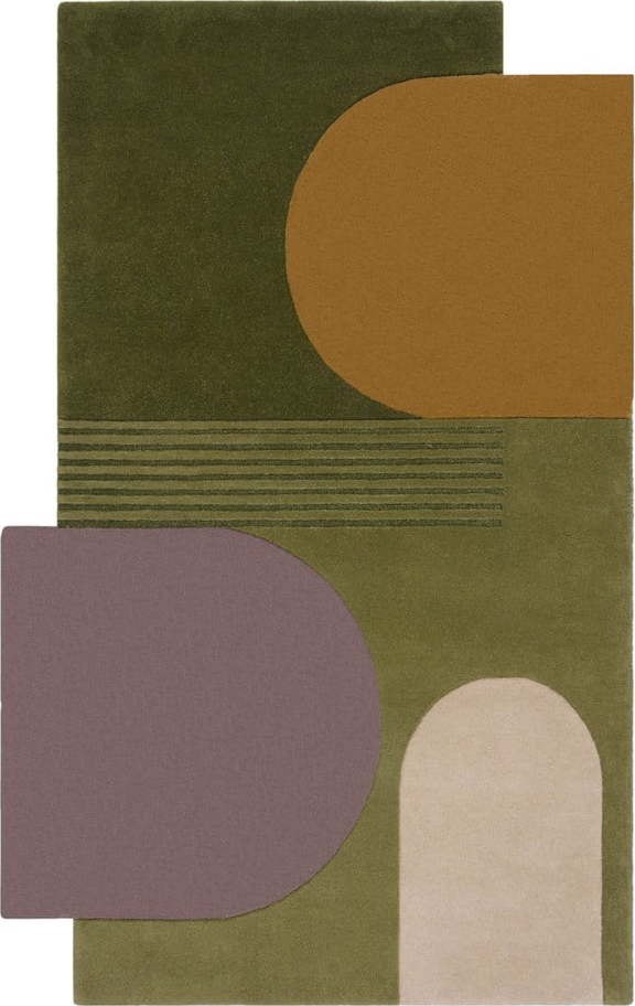 Zelený vlněný koberec 180x120