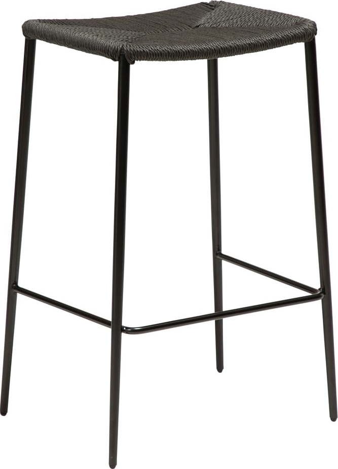 Černá barová židle s ocelovými nohami DAN-FORM