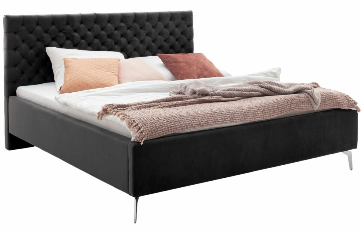 Černá sametová dvoulůžková postel Meise Möbel La Maison 160