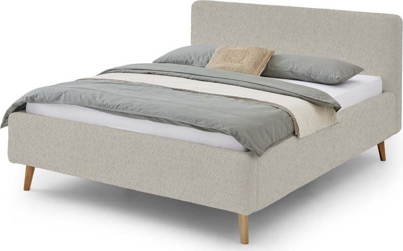 Béžová čalouněná dvoulůžková postel 140x200 cm