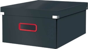 Černý kartonový úložný box s víkem