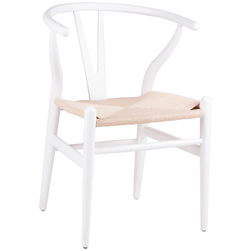 Bílá dřevěná jídelní židle