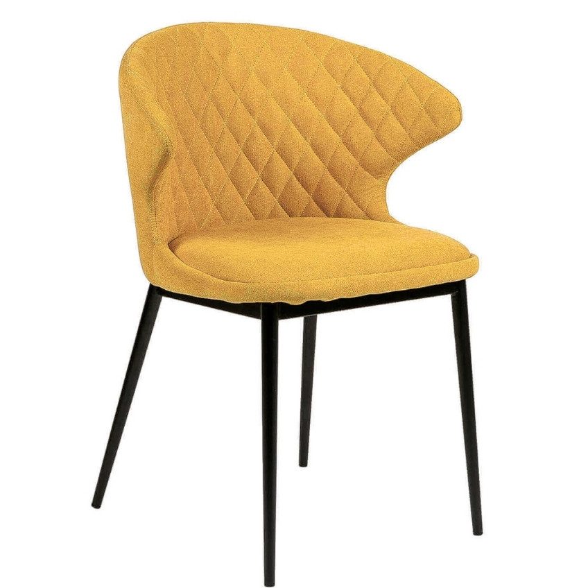 Hořčicově žlutá látková jídelní židle