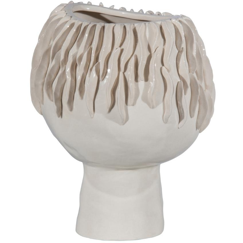 Hoorns Bílá keramická váza Sonam
