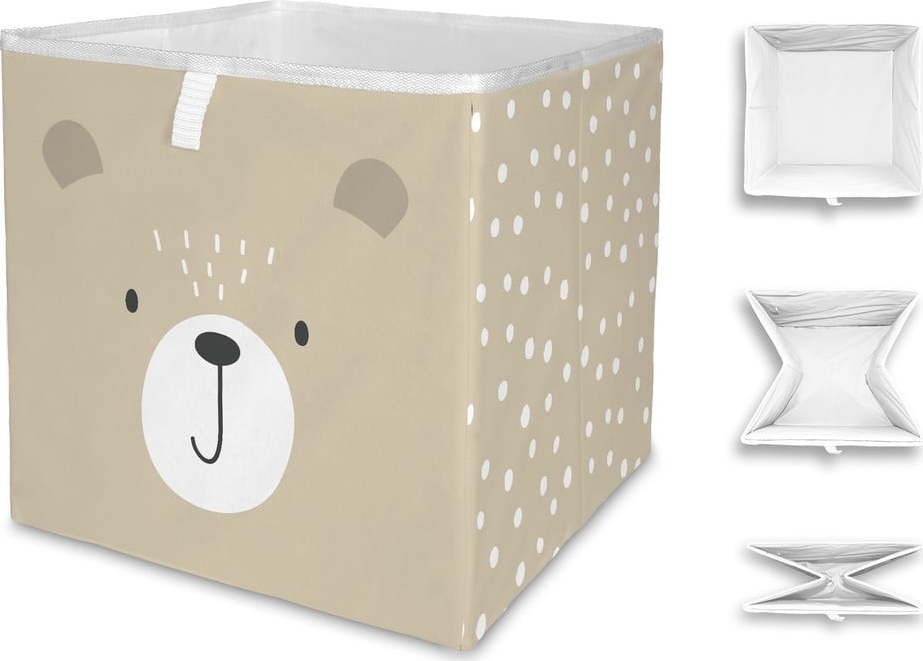 Béžový látkový dětský úložný box Dots from