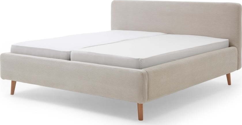 Béžová čalouněná dvoulůžková postel 180x200 cm Mattis