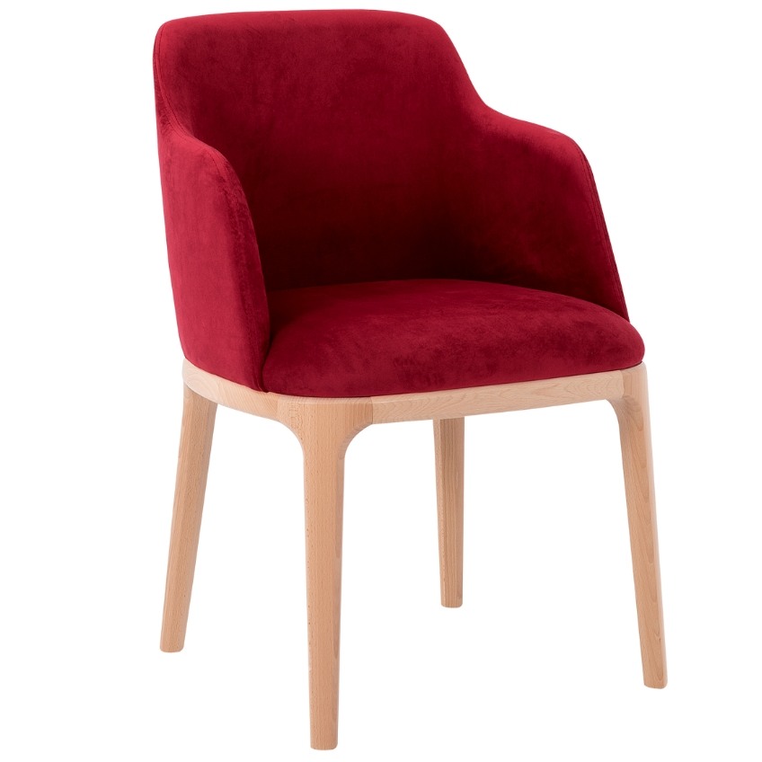 Nordic Design Červená sametová jídelní židle