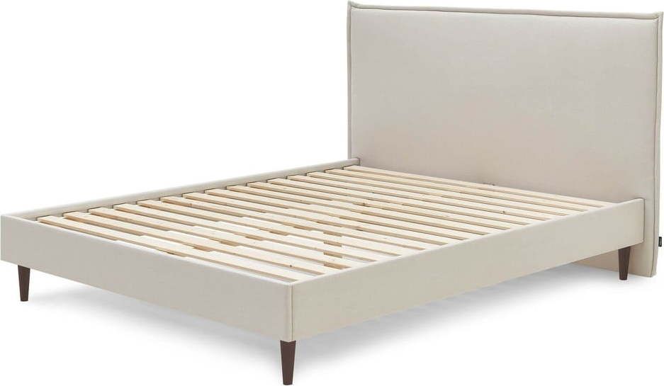 Béžová čalouněná dvoulůžková postel s roštem 180x200