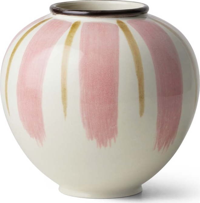 Bílo-růžová keramická váza ø 16 cm Canvas