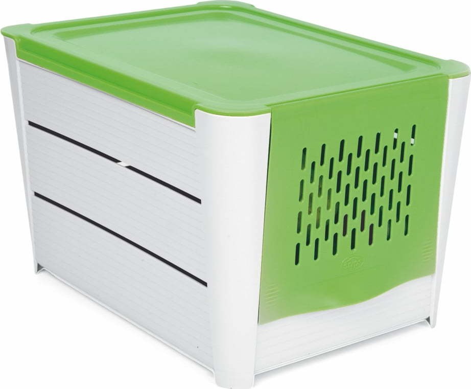 Bílo-zelený úložný box na brambory
