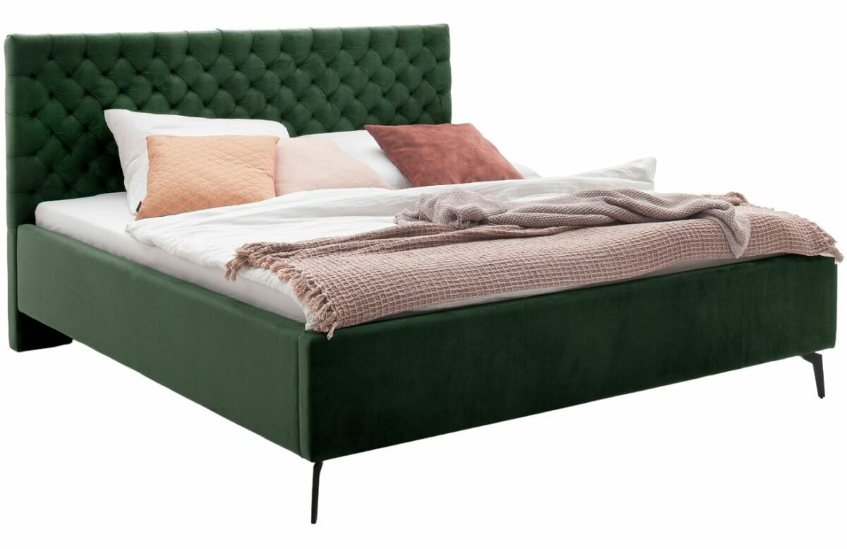 Tmavě zelená sametová dvoulůžková postel Meise Möbel La Maison
