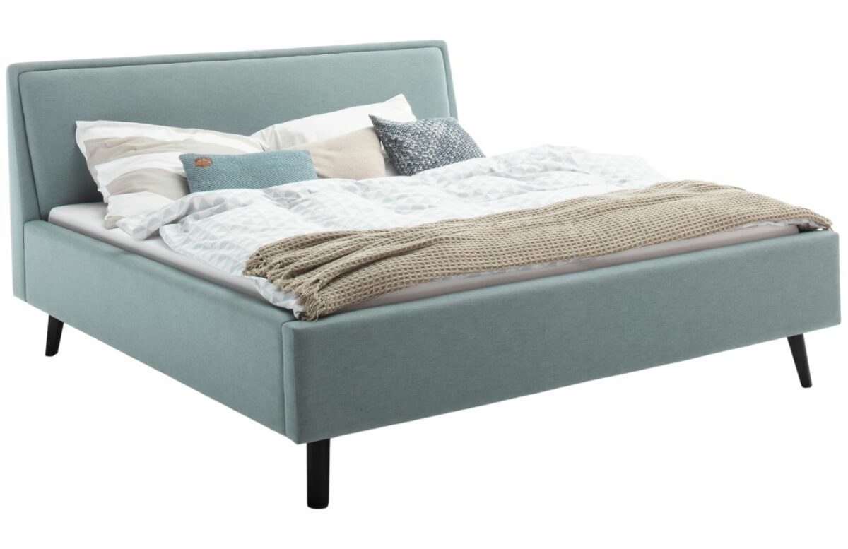 Modro zelená látková dvoulůžková postel Meise Möbel Frieda 160