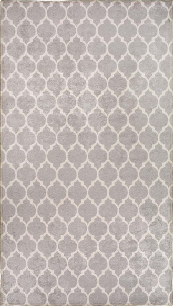 Světle šedo-krémový pratelný koberec 150x80