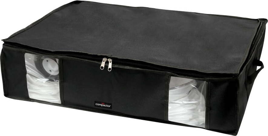 Černý úložný box na oblečení pod postel Compactor
