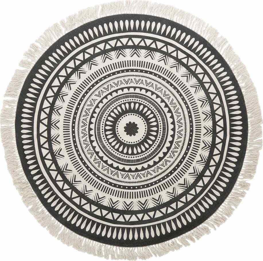 Béžovo-černý ručně tkaný bavlněný koberec Westwing Collection
