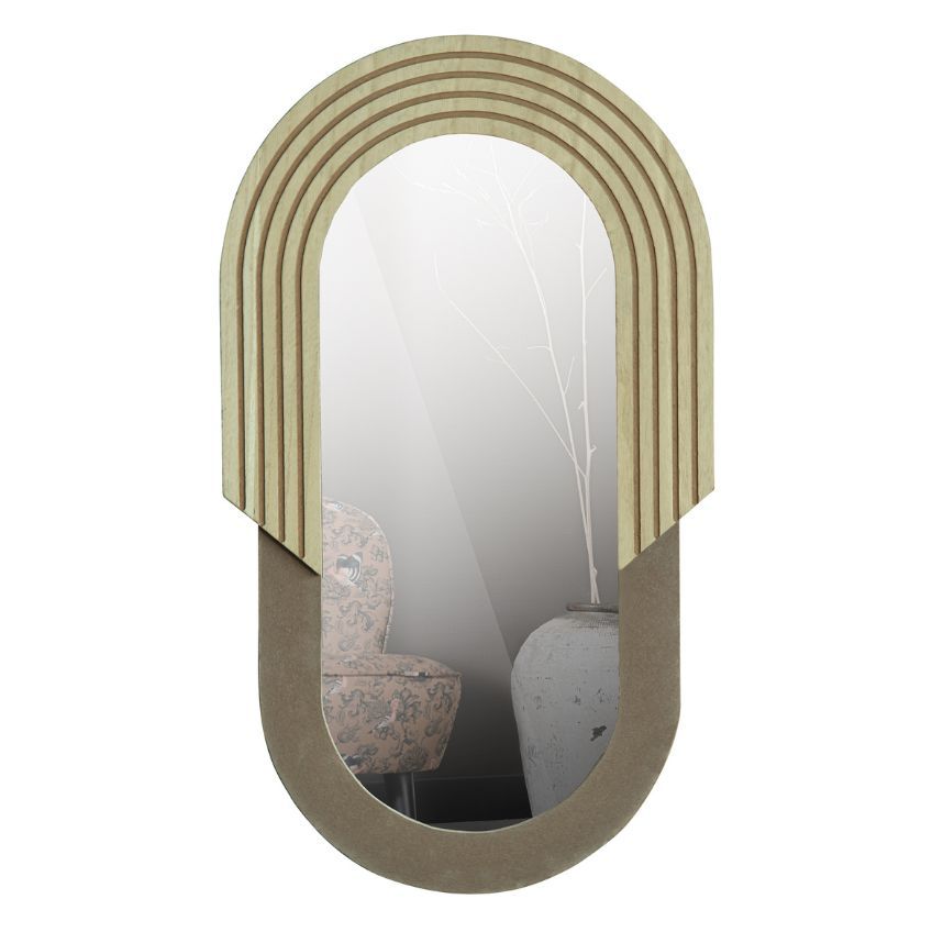 Hoorns Dřevěné oválné nástěnné zrcadlo