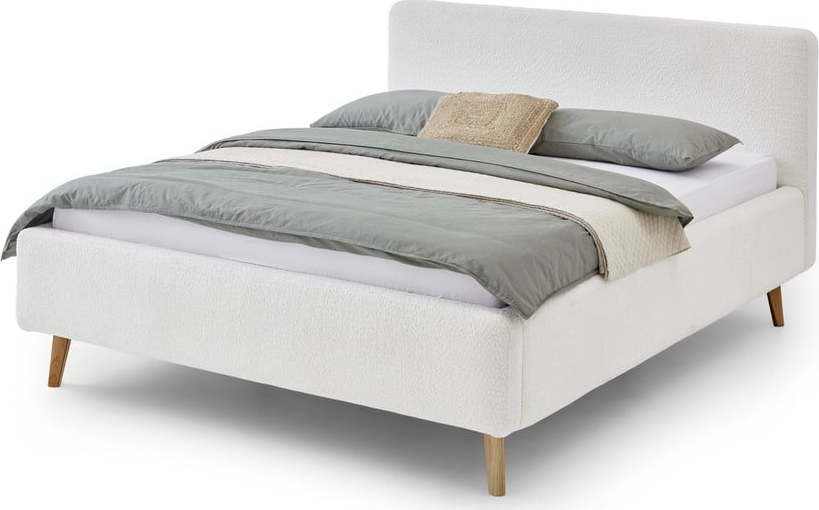 Bílá čalouněná dvoulůžková postel 180x200 cm