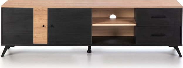 Černý TV stolek v dekoru dubu 181x53 cm