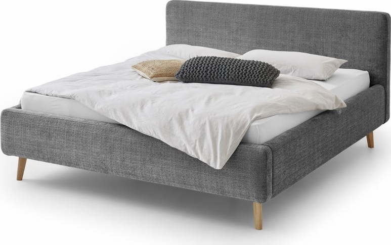 Tmavě šedá čalouněná dvoulůžková postel 160x200 cm