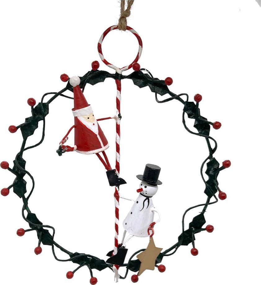 Nástěnný vánoční věnec  ø 14 cm Santa & Snowman
