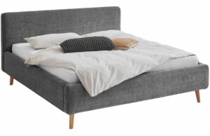 Antracitově šedá látková dvoulůžková postel Meise Möbel Mattis 180 x 200 cm s úložným