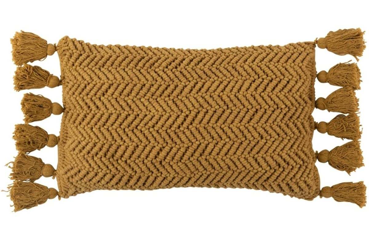 Hořčicově žlutý bavlněný polštář J-line Bode