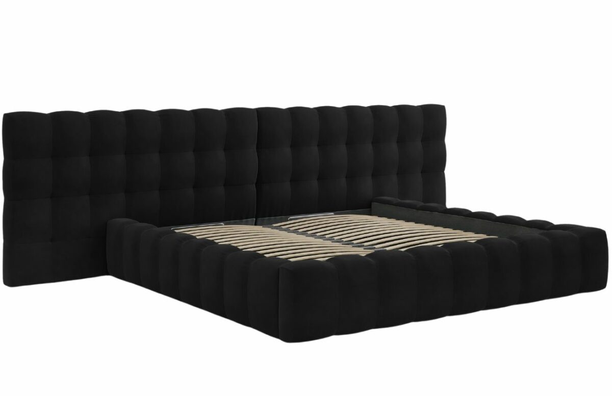 Černá sametová dvoulůžková postel MICADONI Mamaia 200 x