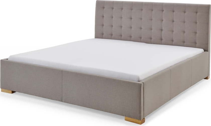 Šedohnědá čalouněná dvoulůžková postel 180x200 cm
